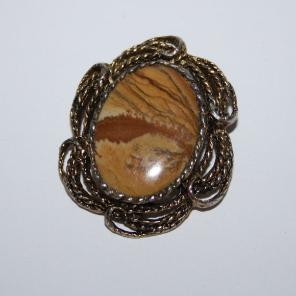 Vintage natural stone brooch - Picture 2 of 4